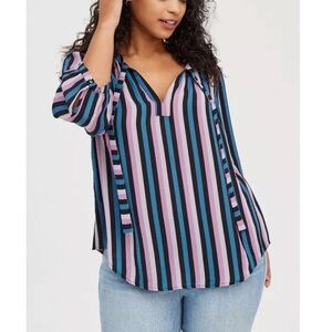 TORRID NWT Georgette Stripe Bow Tie Blouse 0695